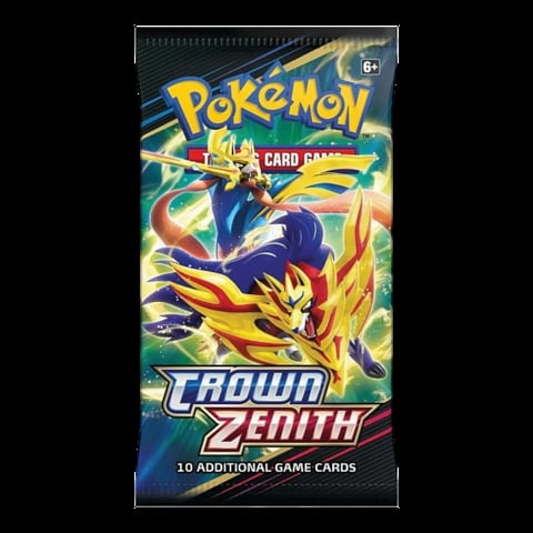 Pokemon Scarlet and Violet Crown Zenith booster pack featuring Zapdos with 10 additional game cards
