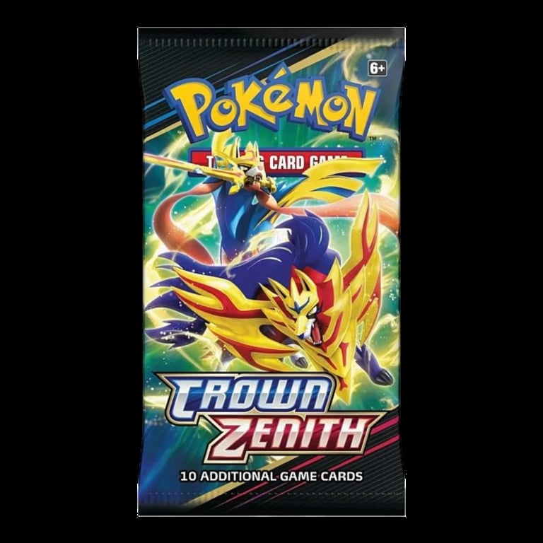 Pokemon Scarlet and Violet Crown Zenith booster pack featuring Zapdos with 10 additional game cards