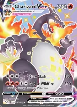 Charizard Vmax Pokemon card showing 380 HP with Claw Slash and Gigantamax Wildfire attacks