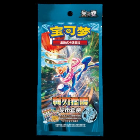 Pokemon trading card booster pack with blue packaging and Japanese text, featuring an illustration of a blue and pink Pokemon character