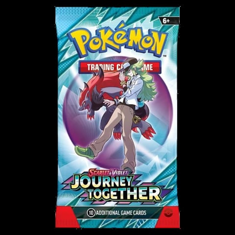 Pokemon Trading Card Game Scarlet and Violet Journey Together booster pack with character artwork and 10 additional game cards