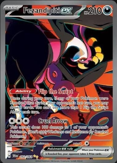 Pezandipid EX Pokemon card with red and black coloring showing ability and attack moves