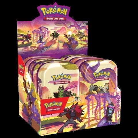 Pokémon Trading Card Game booster box with purple desert-themed artwork featuring Pokémon characters
