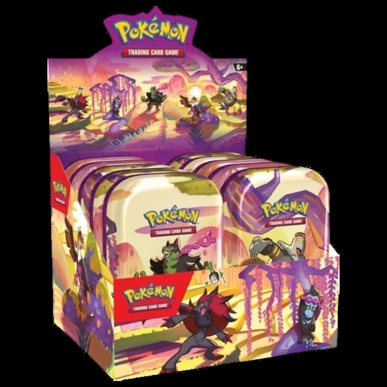 Pokémon Trading Card Game booster box with purple desert-themed artwork featuring Pokémon characters