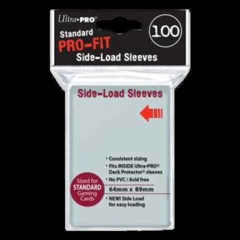 Ultra-PRO Standard Pro-Fit Side-Load Sleeves packaging, 100 count, for 64mm x 89mm gaming cards
