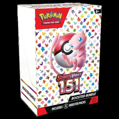 Pokemon Scarlet and Violet 151 Booster Bundle box featuring a pink Pokemon character with 5 booster packs included