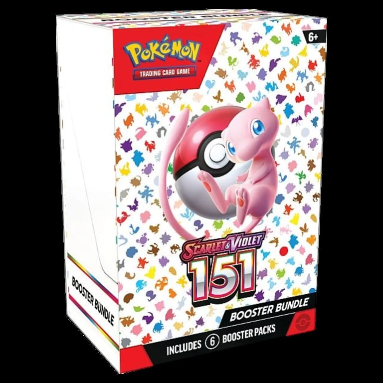 Pokemon Scarlet and Violet 151 Booster Bundle box featuring a pink Pokemon character with 5 booster packs included